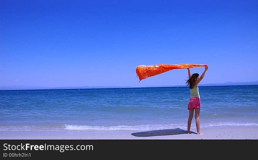 Photo girl on the sand beach. Photo girl on the sand beach