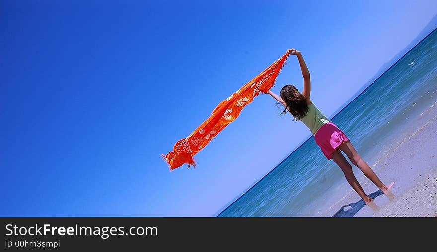 Photo girl on the sand beach. Photo girl on the sand beach