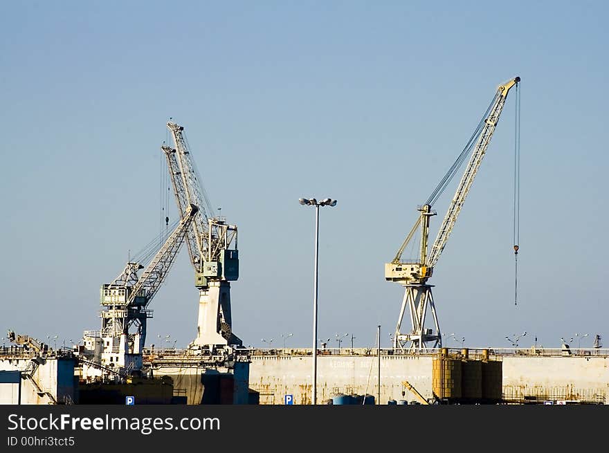 Three crane in the port of Palermo(italy)