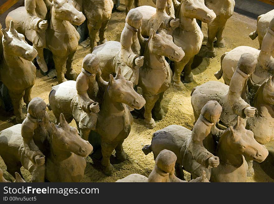 Terracotta warriors on horseback in Xuzhou. Terracotta warriors on horseback in Xuzhou