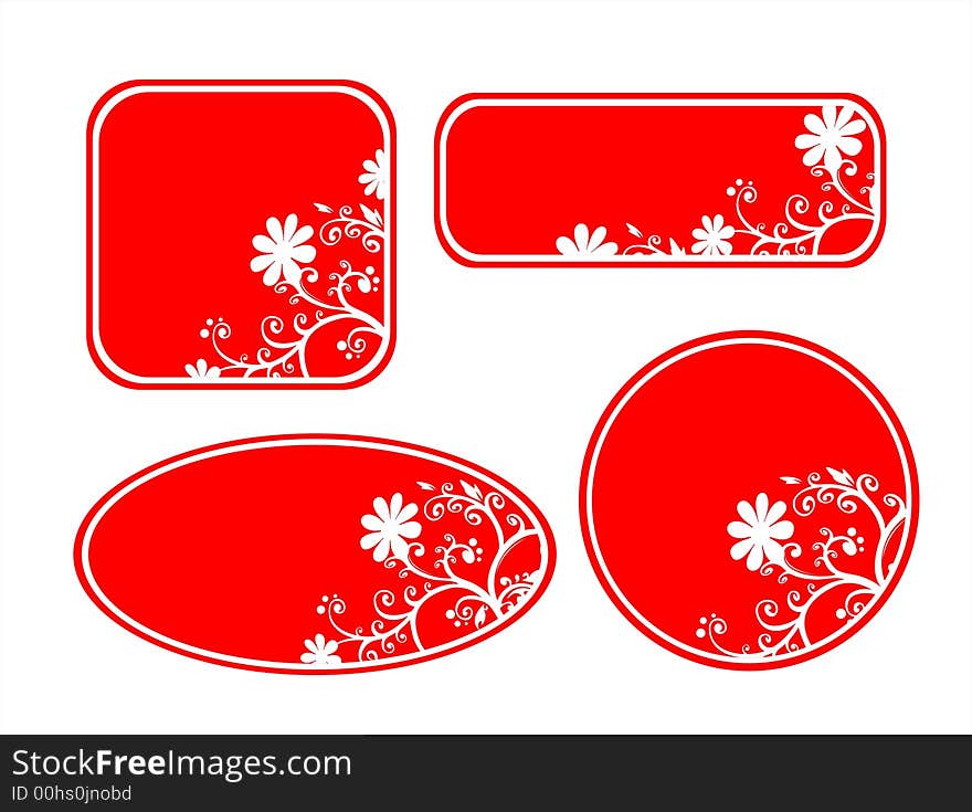 Red frames of the various form with a white vegetative pattern. Red frames of the various form with a white vegetative pattern.