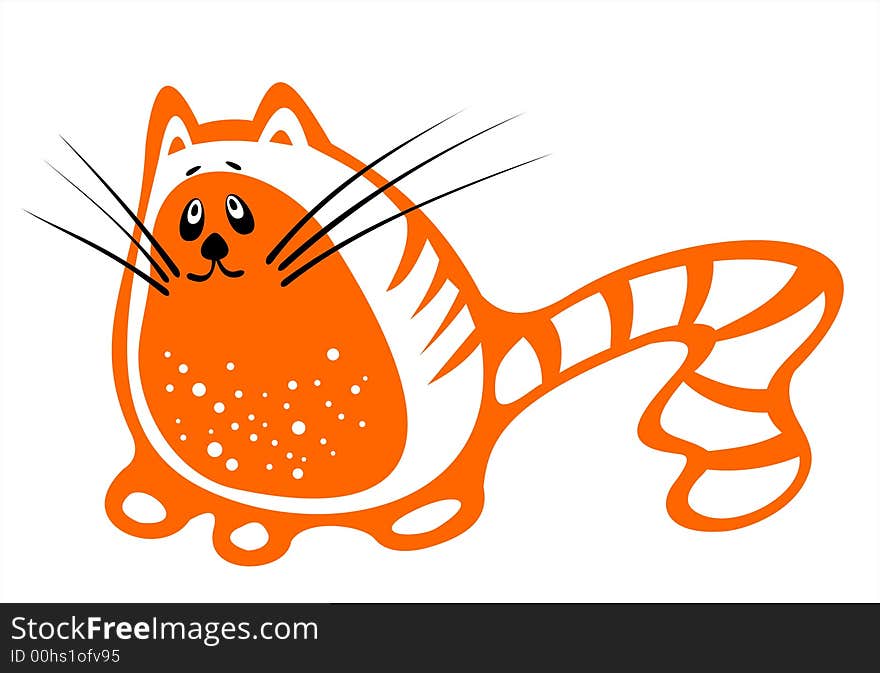 The orange stylized cat on a white background. The orange stylized cat on a white background.