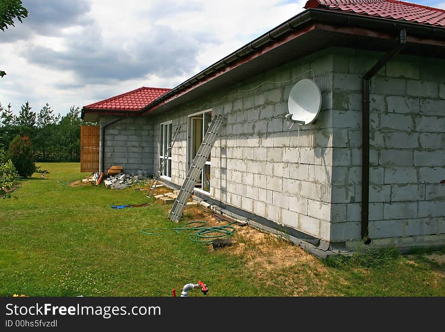 A brand new home still under construction in Poland