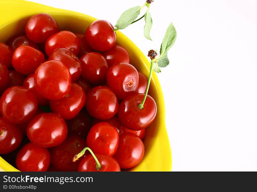 Red cherry 100 isolated on white -brown