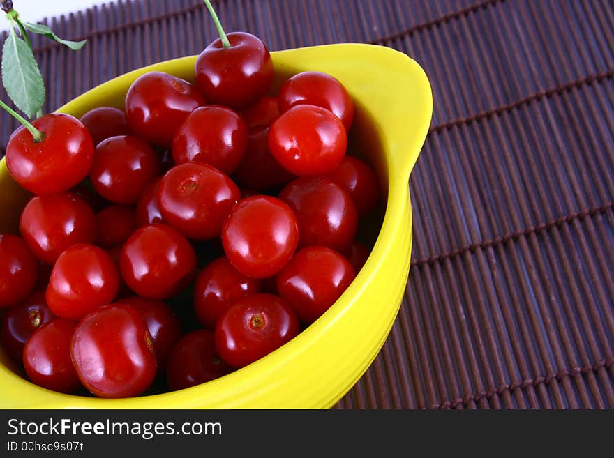 Red cherry 100 isolated on white -brown