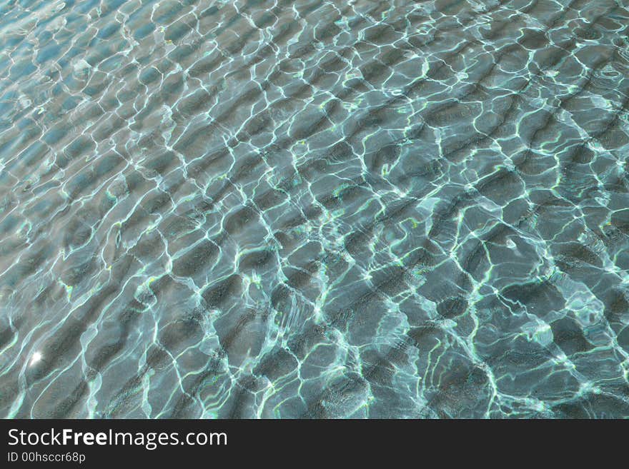 Two layers of ripples intersecting by sunlight - the sea, and the sea-bed sand. Two layers of ripples intersecting by sunlight - the sea, and the sea-bed sand.