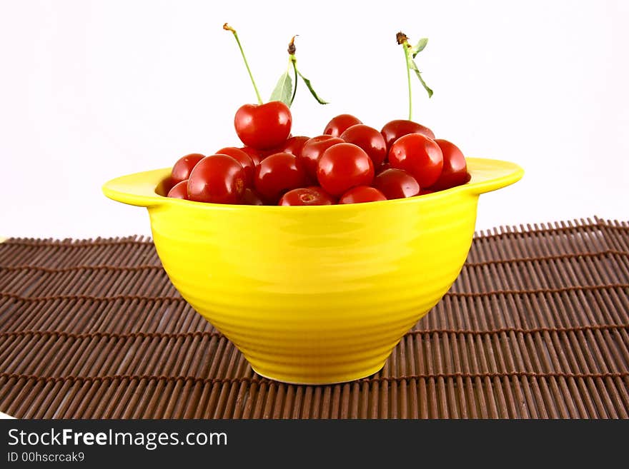 Red cherry 100 isolated on white -brown