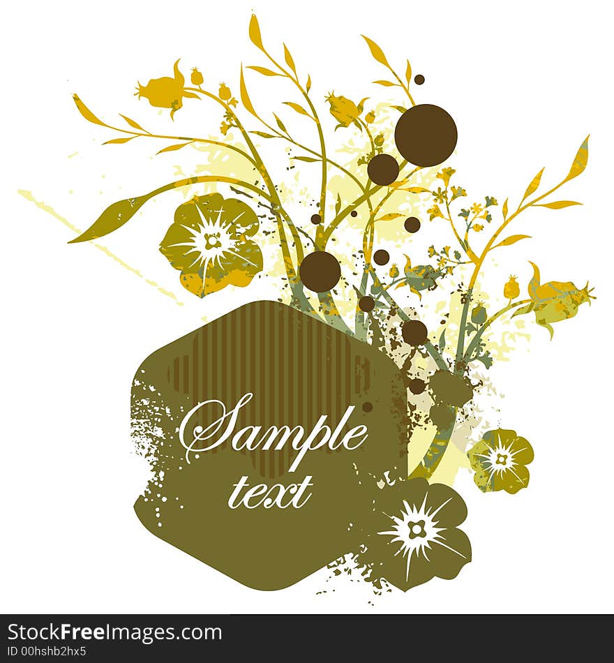 Floral grunge vector frame in green and yellow colors. Add your text inside. Floral grunge vector frame in green and yellow colors. Add your text inside.