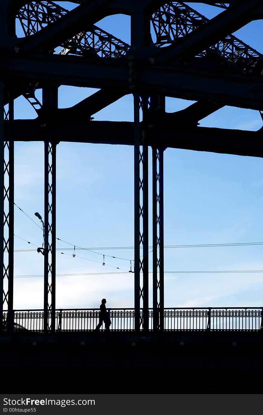 Woman on the bridge (silhouette)