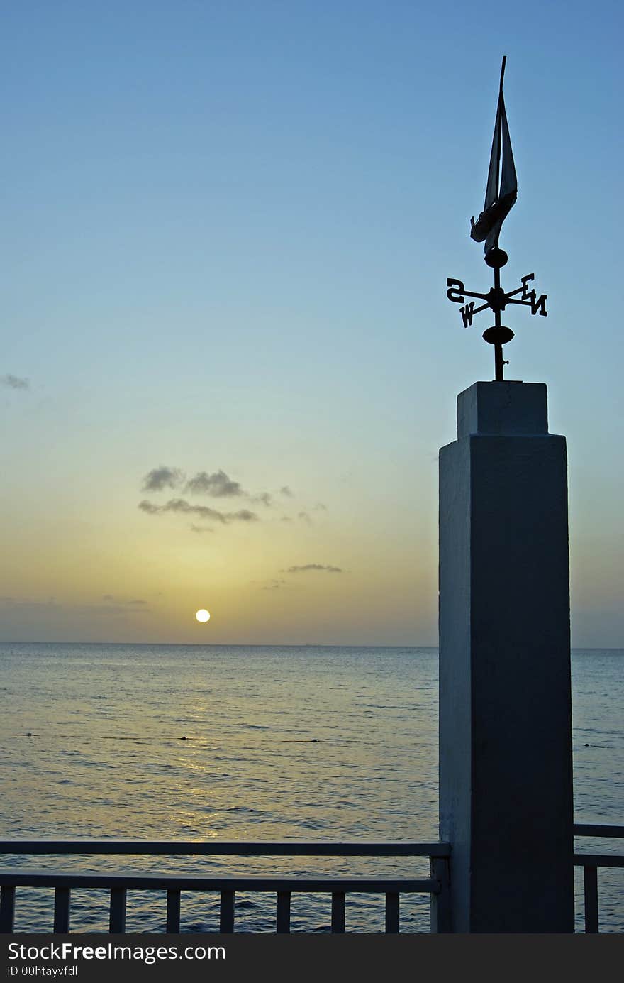 Sunset with Weathervane in Montego Bay. Sunset with Weathervane in Montego Bay