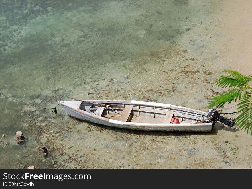 A boat in shallow water. A boat in shallow water