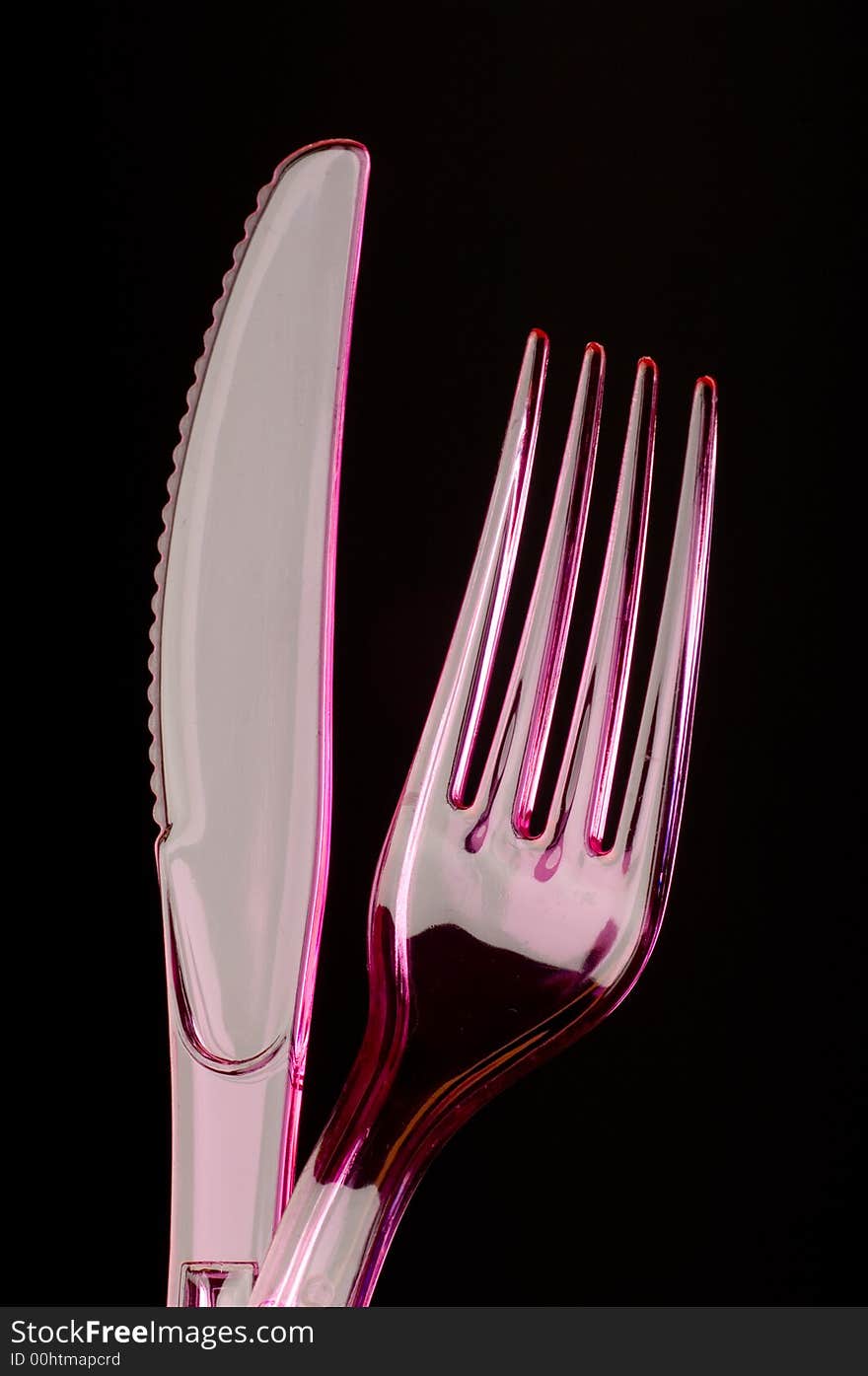 Close up of Plastic knife and fork