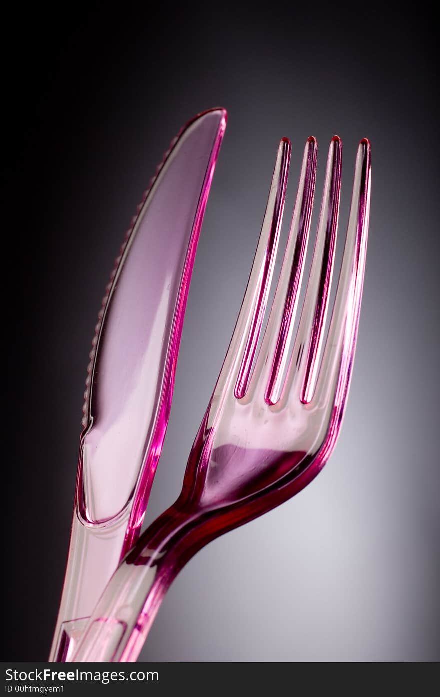 Close up of Plastic knife and fork