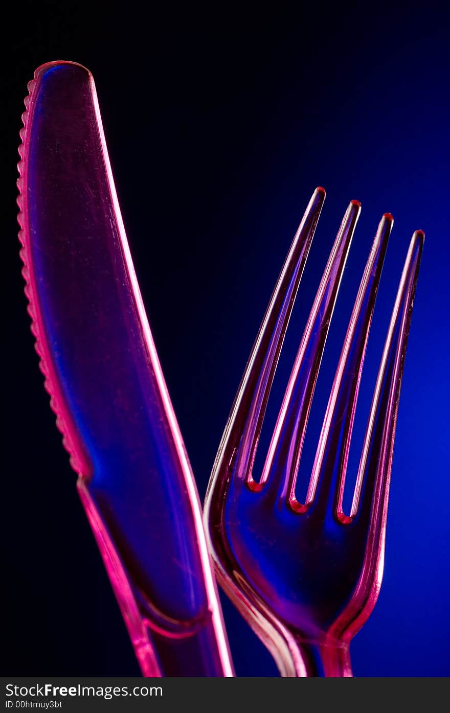 Close up of Plastic knife and fork