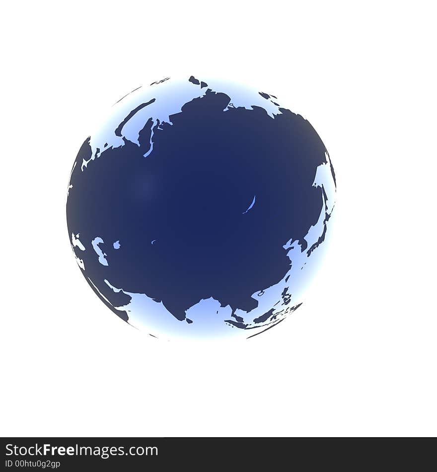 A globe with Asia rendered in a soft blue gel. A globe with Asia rendered in a soft blue gel.