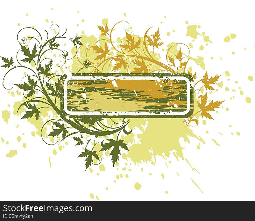 Green & yellow leaves on grunge background. Green & yellow leaves on grunge background