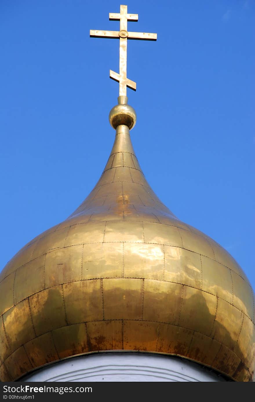 Golden cupola of russian orthodox church. Golden cupola of russian orthodox church