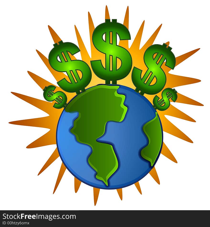 Earth Cash Dollar Signs Money