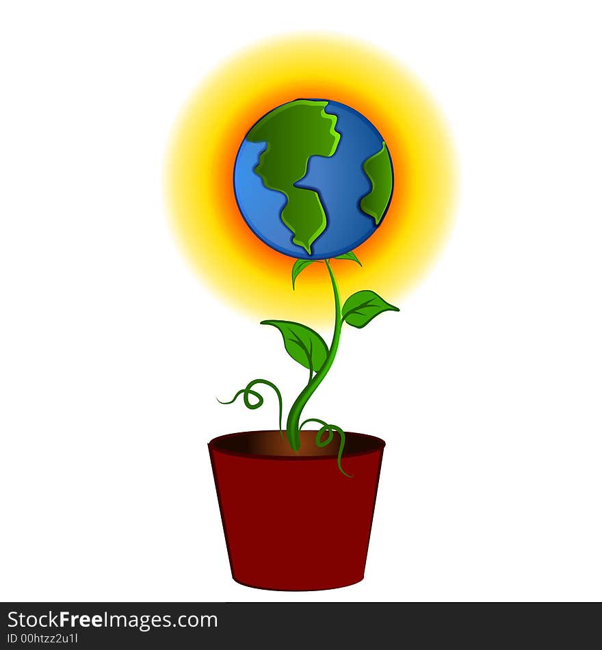 Earth As Flower In Pot Clipart