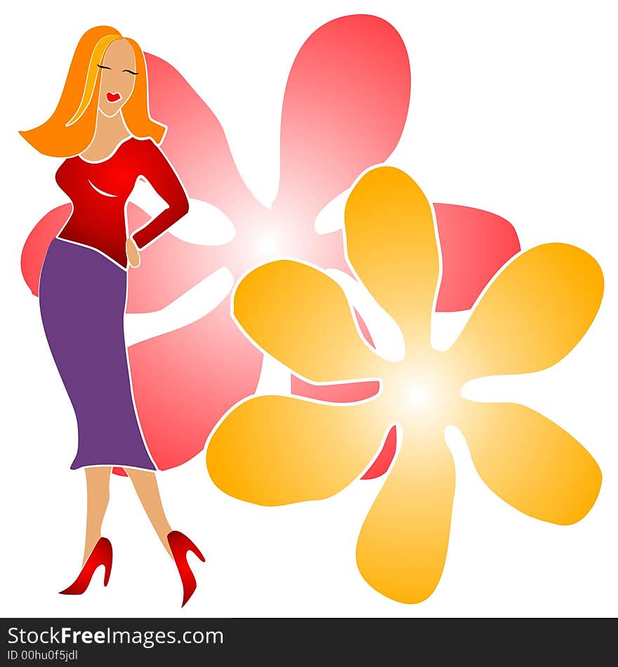 Fashion Girl Clip Art Flowers