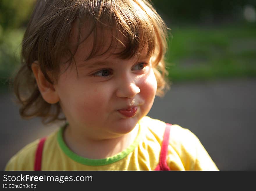 Happy smiling child portrait close-up. Happy smiling child portrait close-up