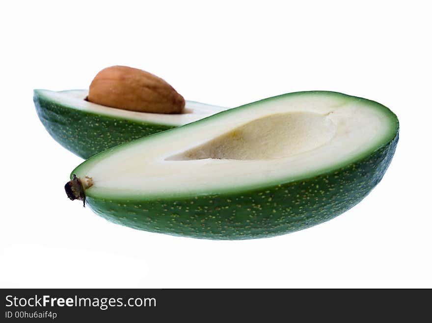 Avocado. Two halfs on white background