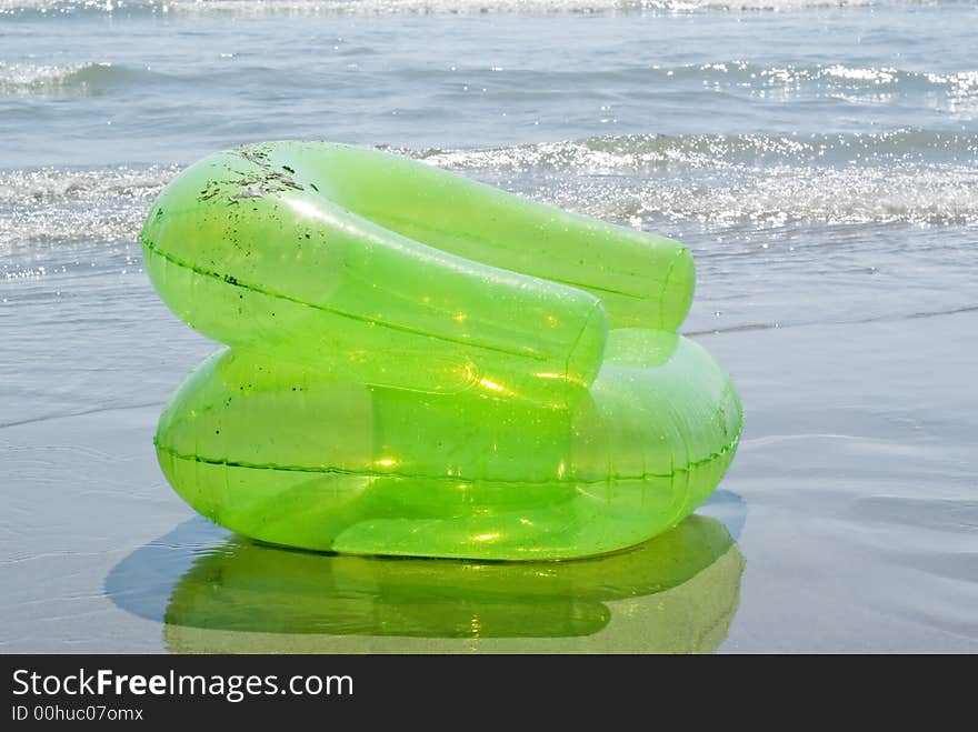 Plastic comfortable puff in the sea