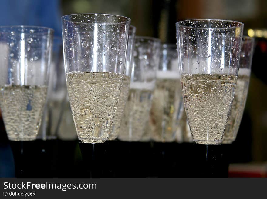 Some glasses of champagne at the party