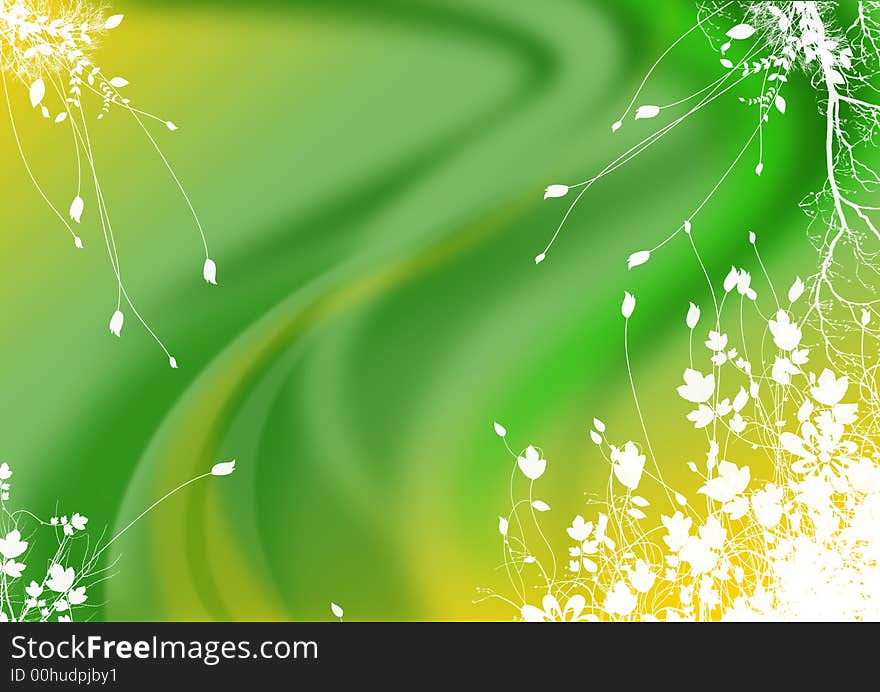 Green and yellow smooth summer floral background