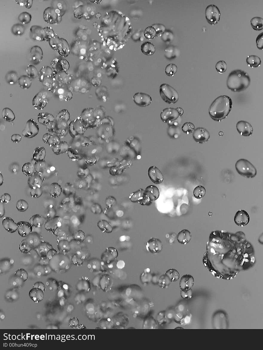 Hundreds of water drops on action