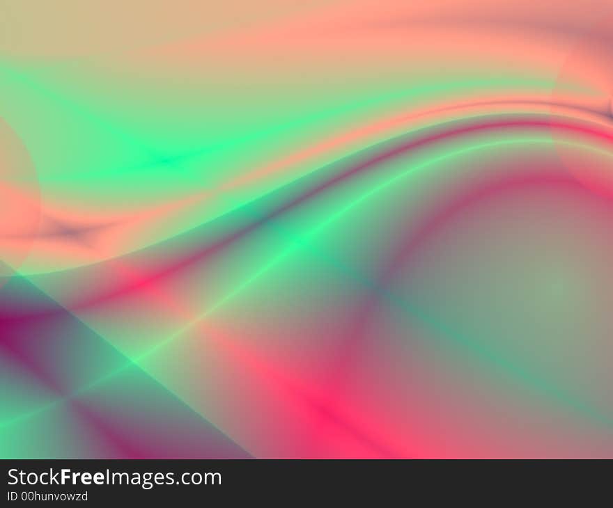 Abstract waves, overflowing the tints of red and green color