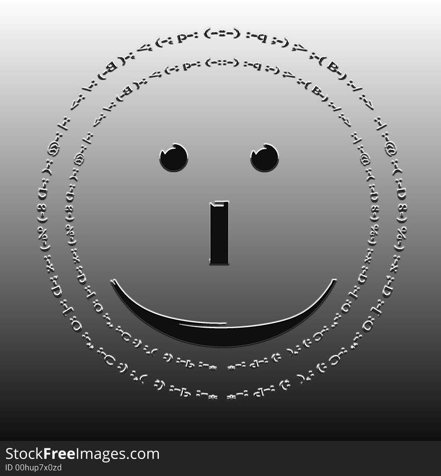 Emoticon in black gradient background. Emoticon in black gradient background