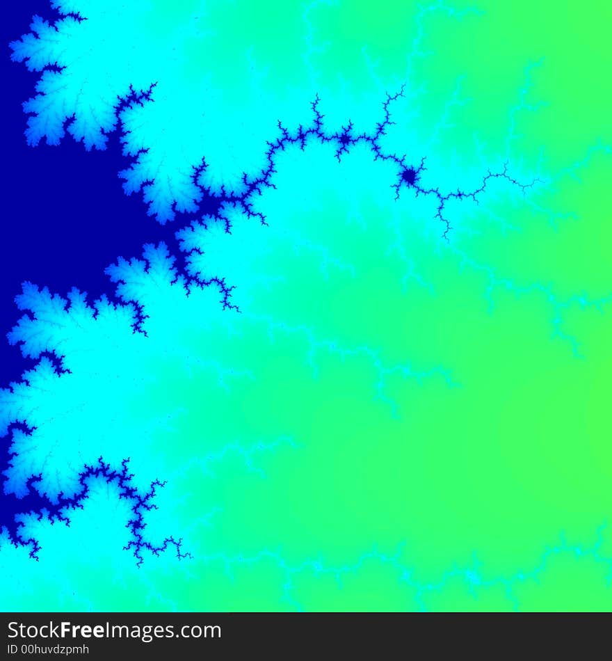 Fractal in blue and green. Abstract of land mass and tributaries to the sea. Fractal in blue and green. Abstract of land mass and tributaries to the sea.