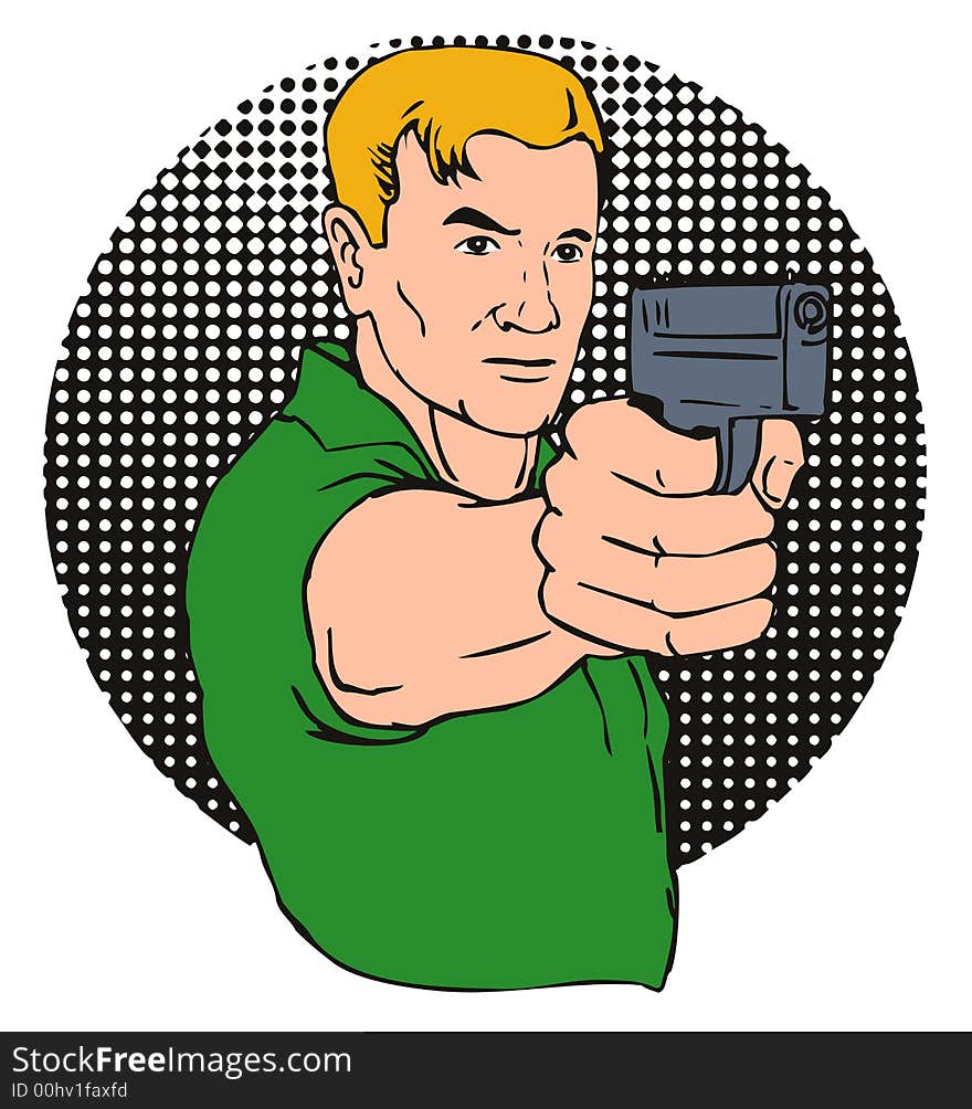 Vector art of a man with a gun. Vector art of a man with a gun