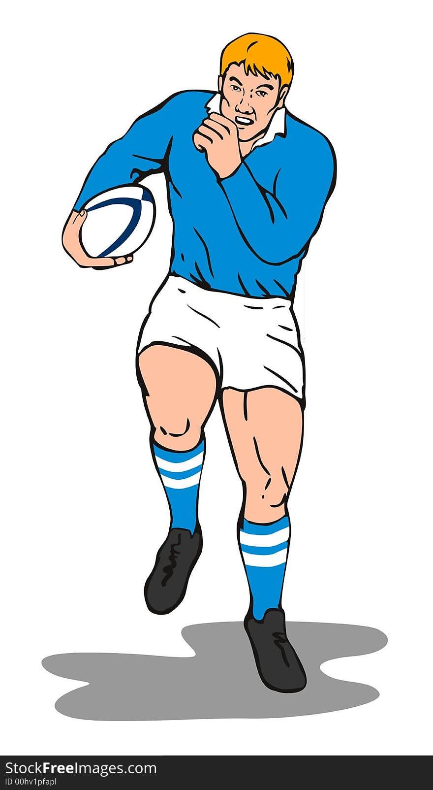 Vector illustration of a rugby player running for a try