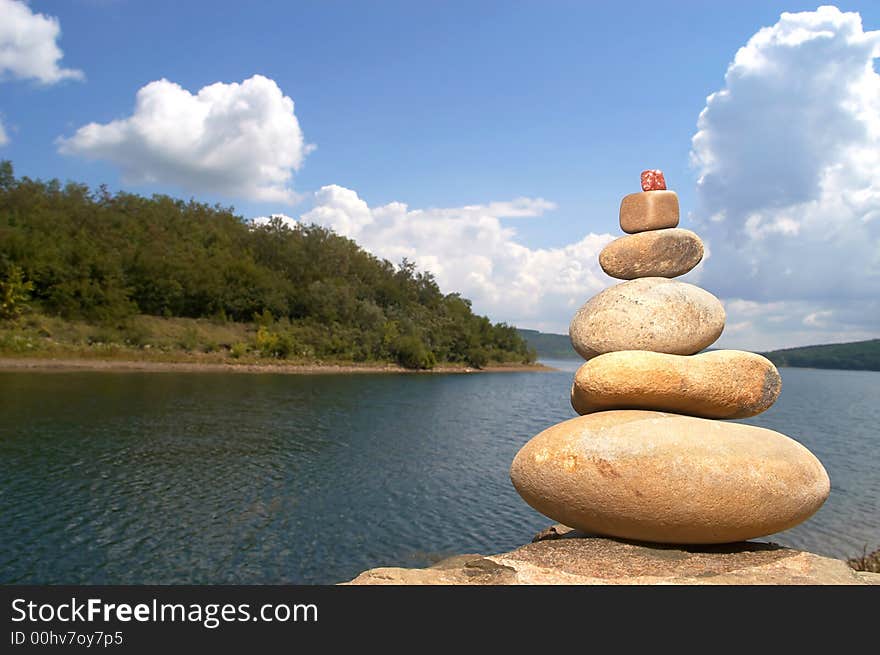 An image of a pyramid of stones. An image of a pyramid of stones