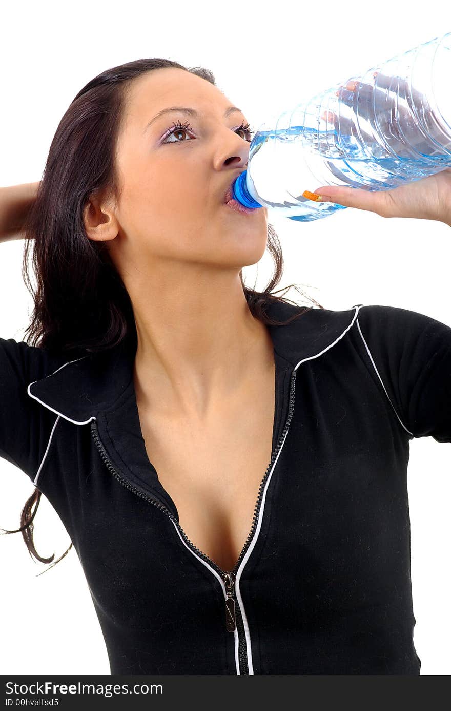 Fitness woman  drinking water