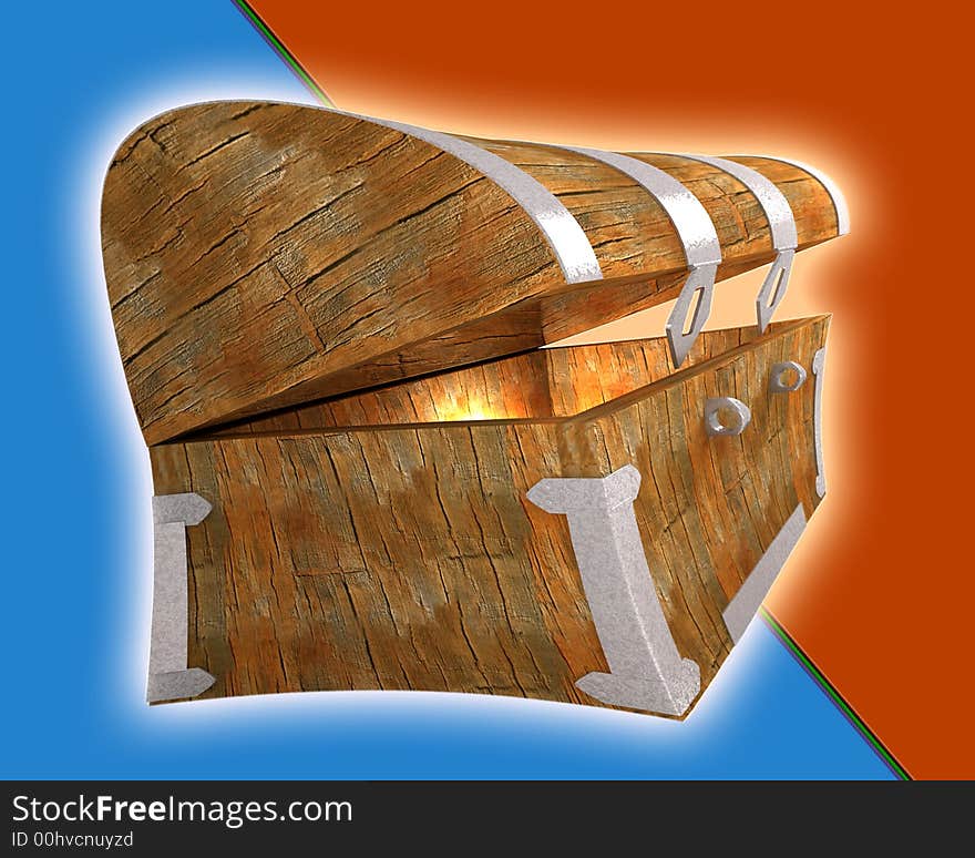 Background with old opened chest. Background with old opened chest