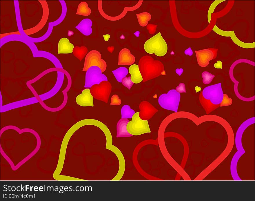 Colourful heart shaped abstract wallpaper background design. Colourful heart shaped abstract wallpaper background design