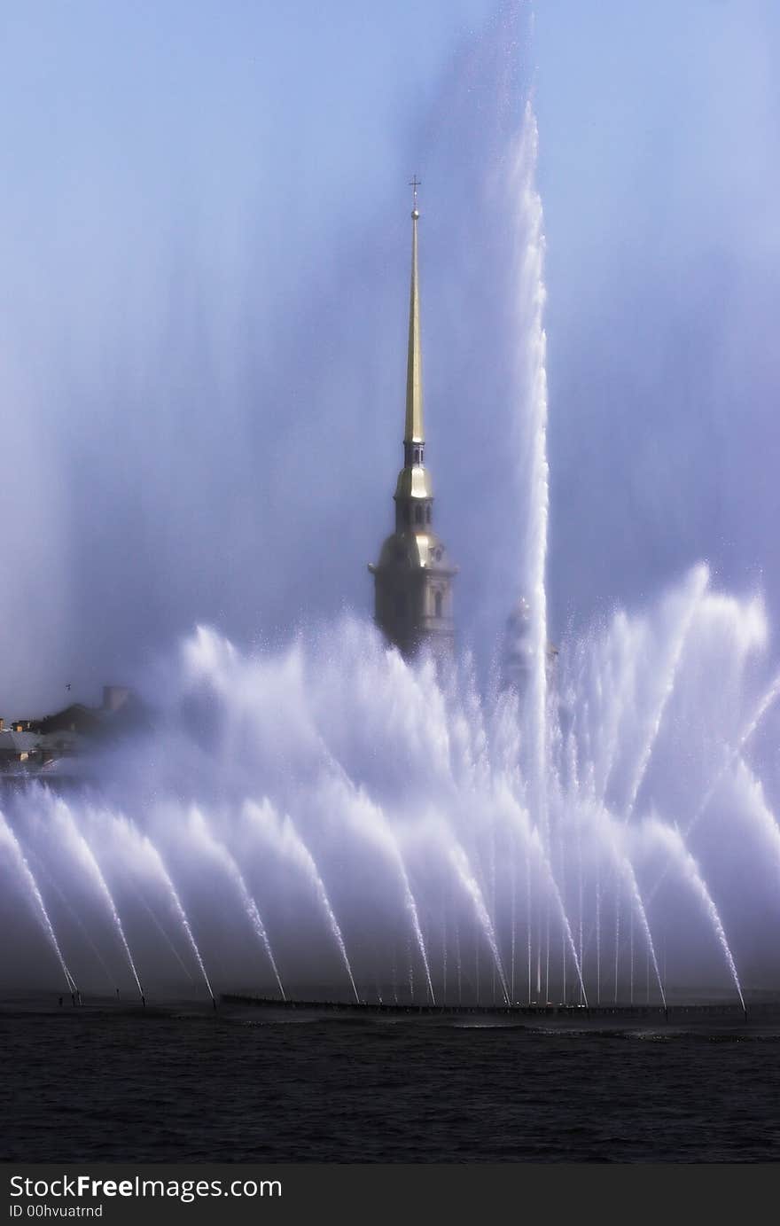 Fountain on the river Neva