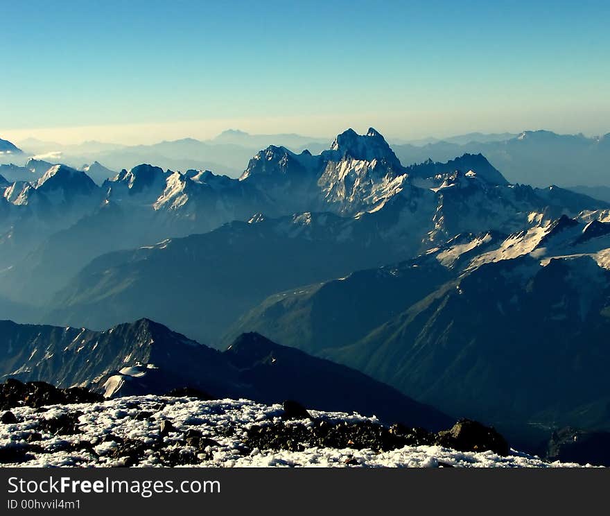 Photo made on Caucasus. From top Elbrus East. Photo made on Caucasus. From top Elbrus East