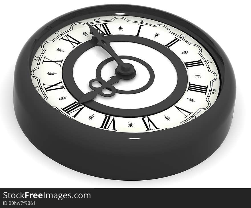 Very beautiful three-dimensional illustration, figure. Clock. eight o'clock. 3d