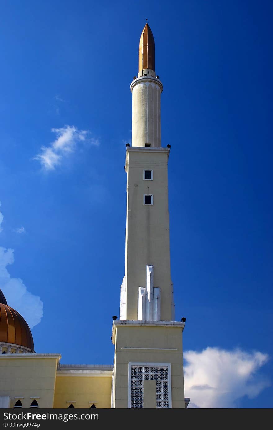 Beautiful mosque image on the blue sky background