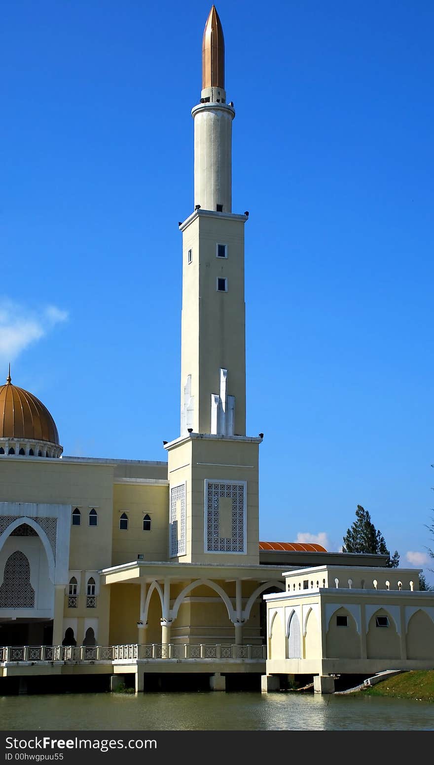 Beautiful mosque image on the blue sky background