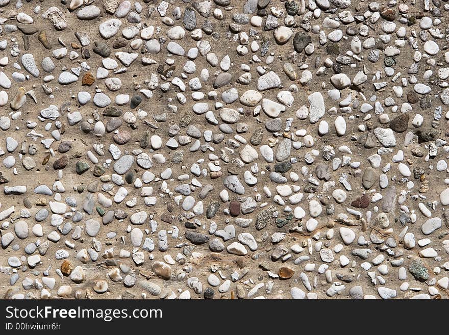 Concrete with big rounded gravel. Concrete with big rounded gravel