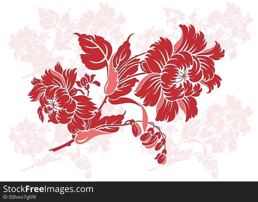 Classical China Flower design element with grunge. Classical China Flower design element with grunge