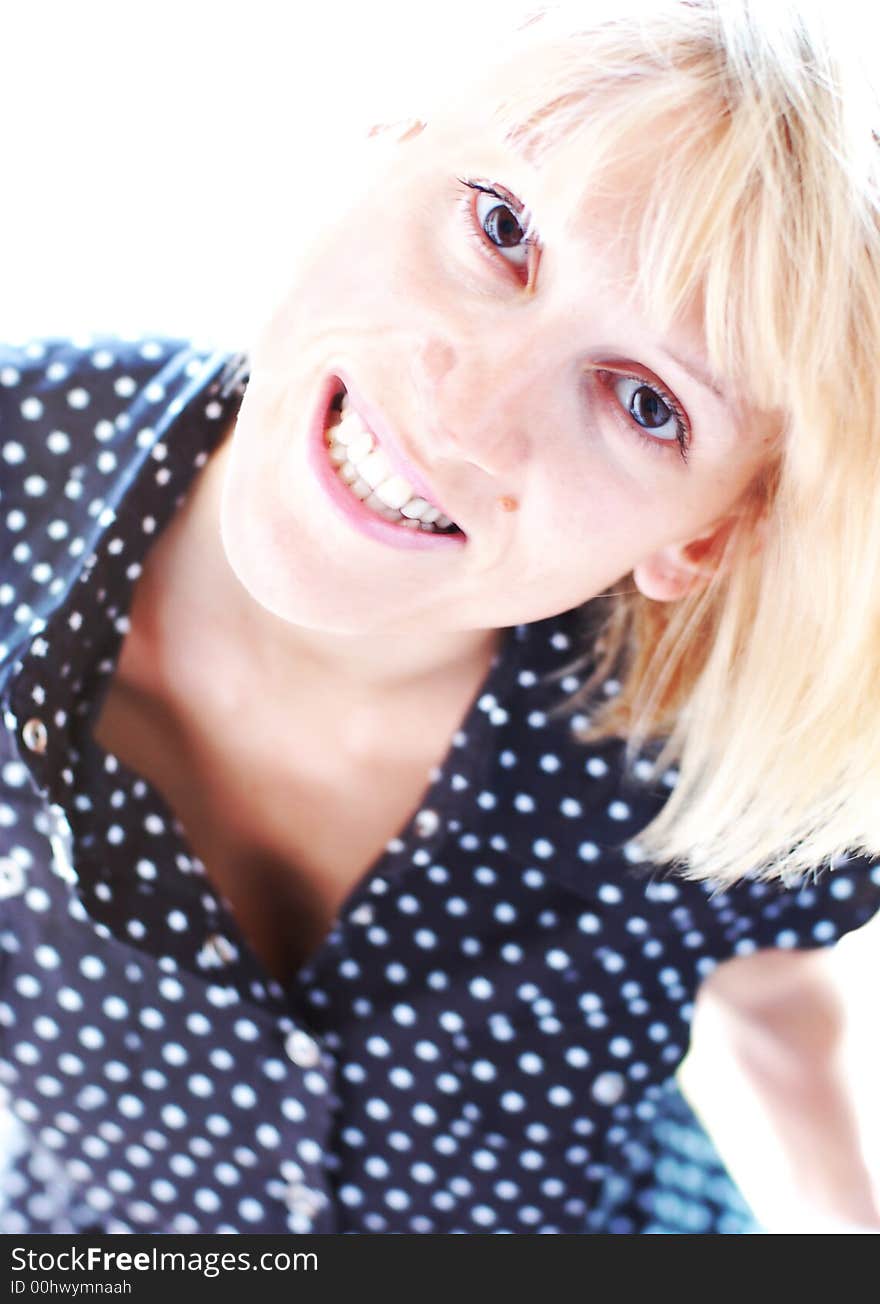 Smiling woman with hazel eyes