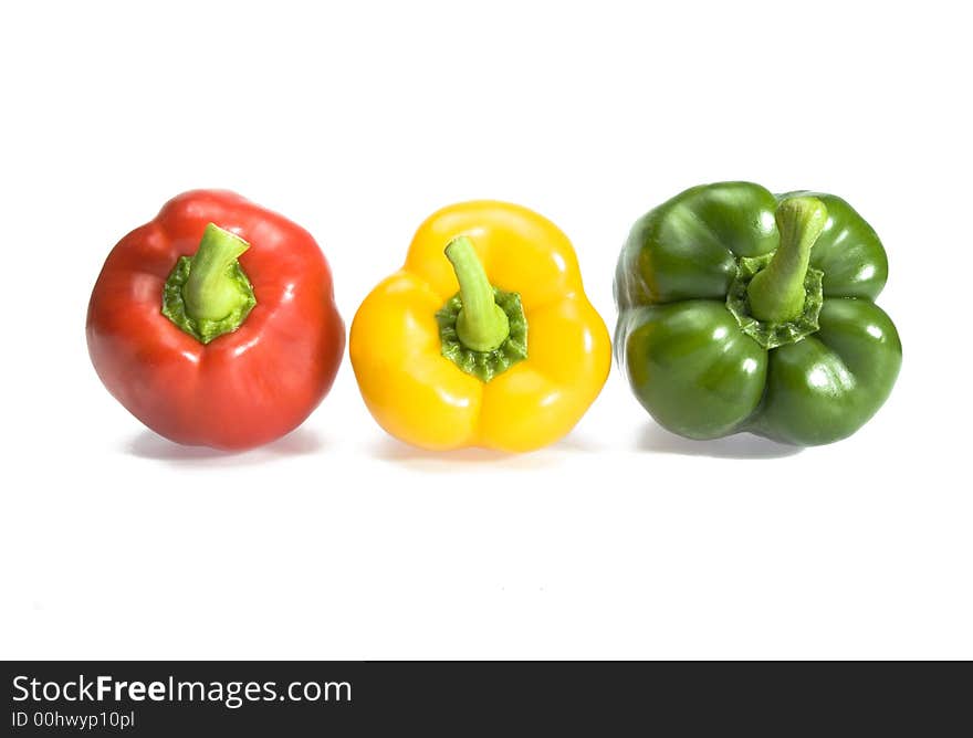 Close up of green red and yellow bellpeppers. Close up of green red and yellow bellpeppers