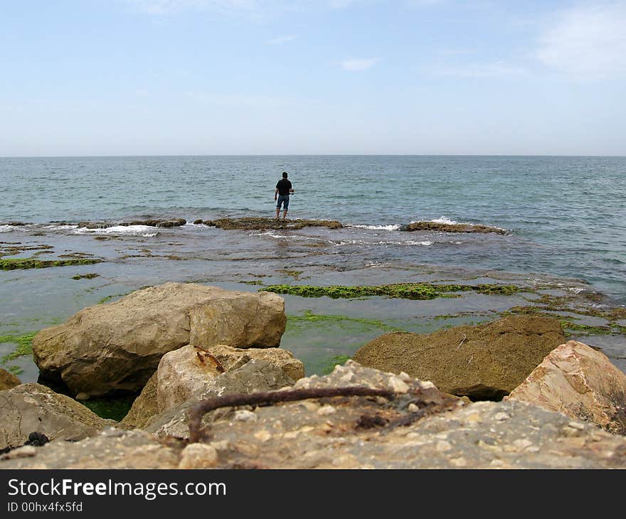 Fisherman sea horizon