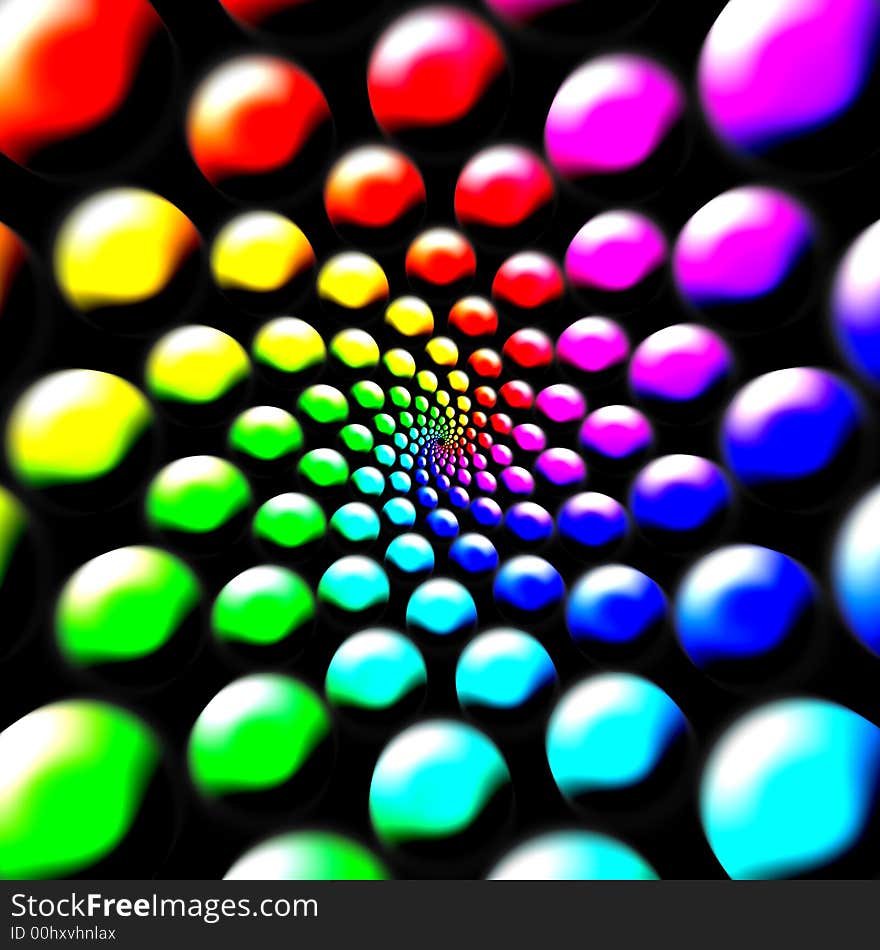 Abstract twirled rainbow colored balls illustration for a background. Abstract twirled rainbow colored balls illustration for a background